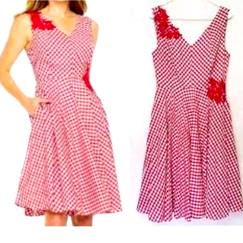 MELROSE red and white checkered gingham dress